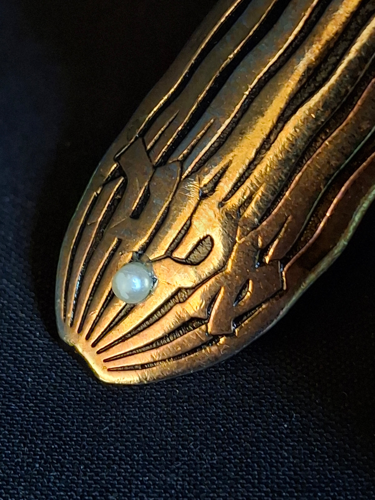 Mid Century Israeli Modernist Hebrew Emunah Faith Pin Pendant Pearl Judaica