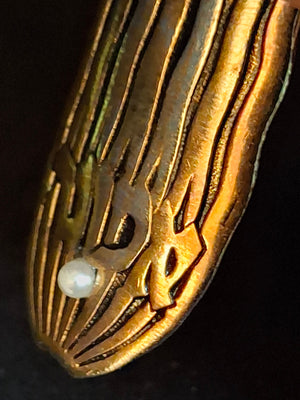 Mid Century Israeli Modernist Hebrew Emunah Faith Pin Pendant Pearl Judaica