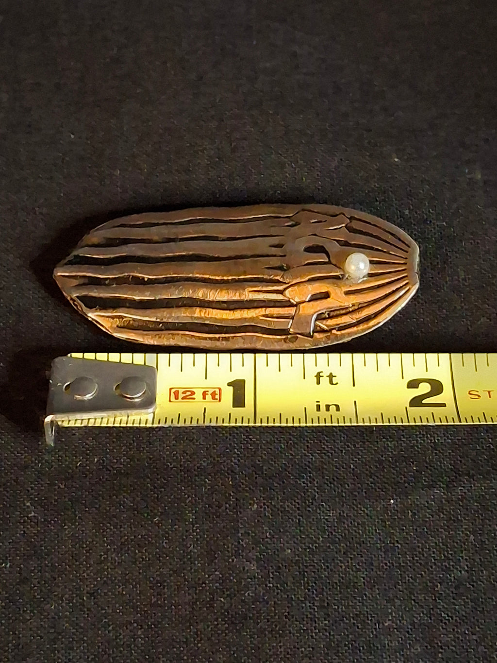 Mid Century Israeli Modernist Hebrew Emunah Faith Pin Pendant Pearl Judaica