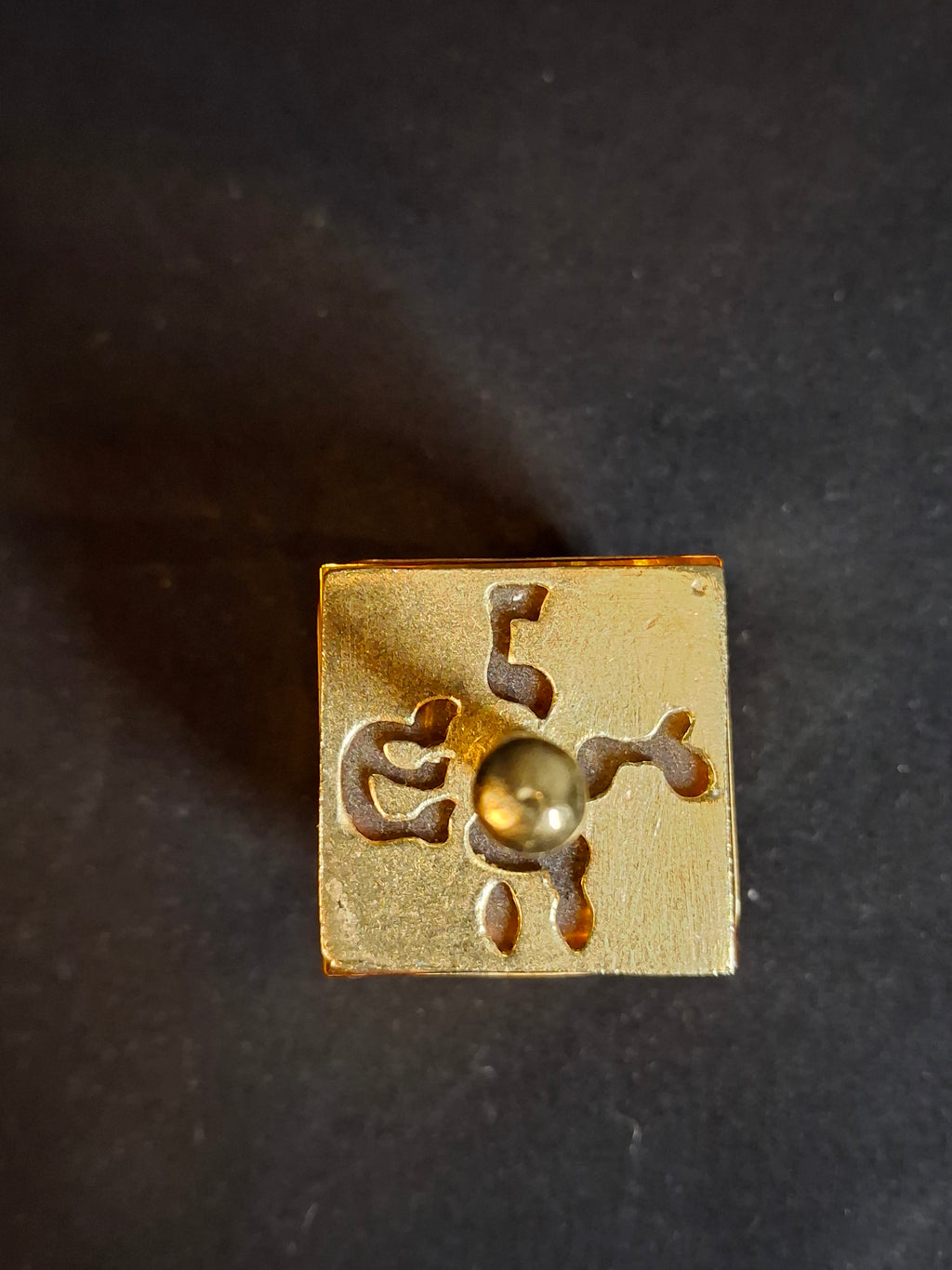 Vintage Amber Crystal Dreidel Jerusalem Landmarks Gold Brass Top Hanukkah Sevivon