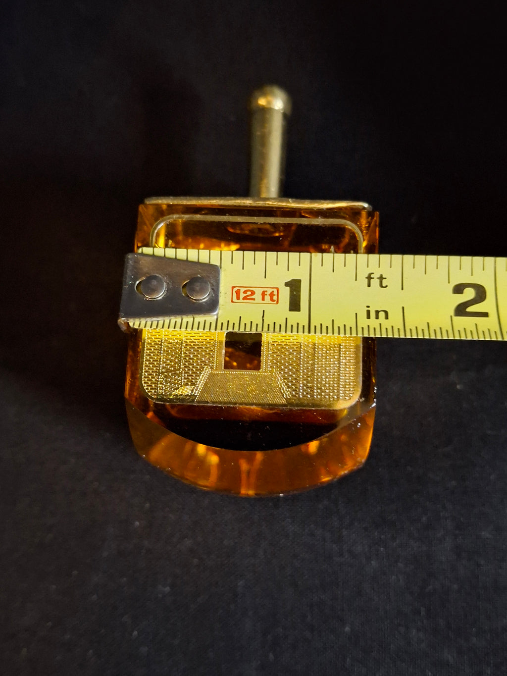 Vintage Amber Crystal Dreidel Jerusalem Landmarks Gold Brass Top Hanukkah Sevivon