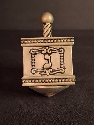 Vintage Heavy Cast Metal Silver Plated Dreidel Sevivon Judaica Hanukkah Spin Top