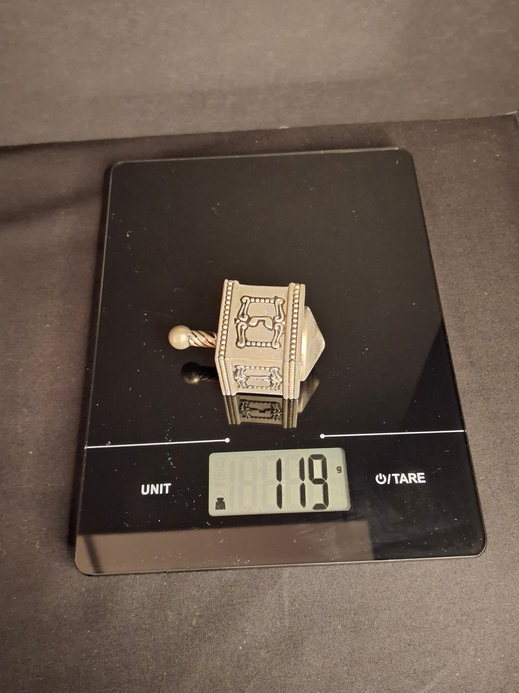 Vintage Heavy Cast Metal Silver Plated Dreidel Sevivon Judaica Hanukkah Spin Top