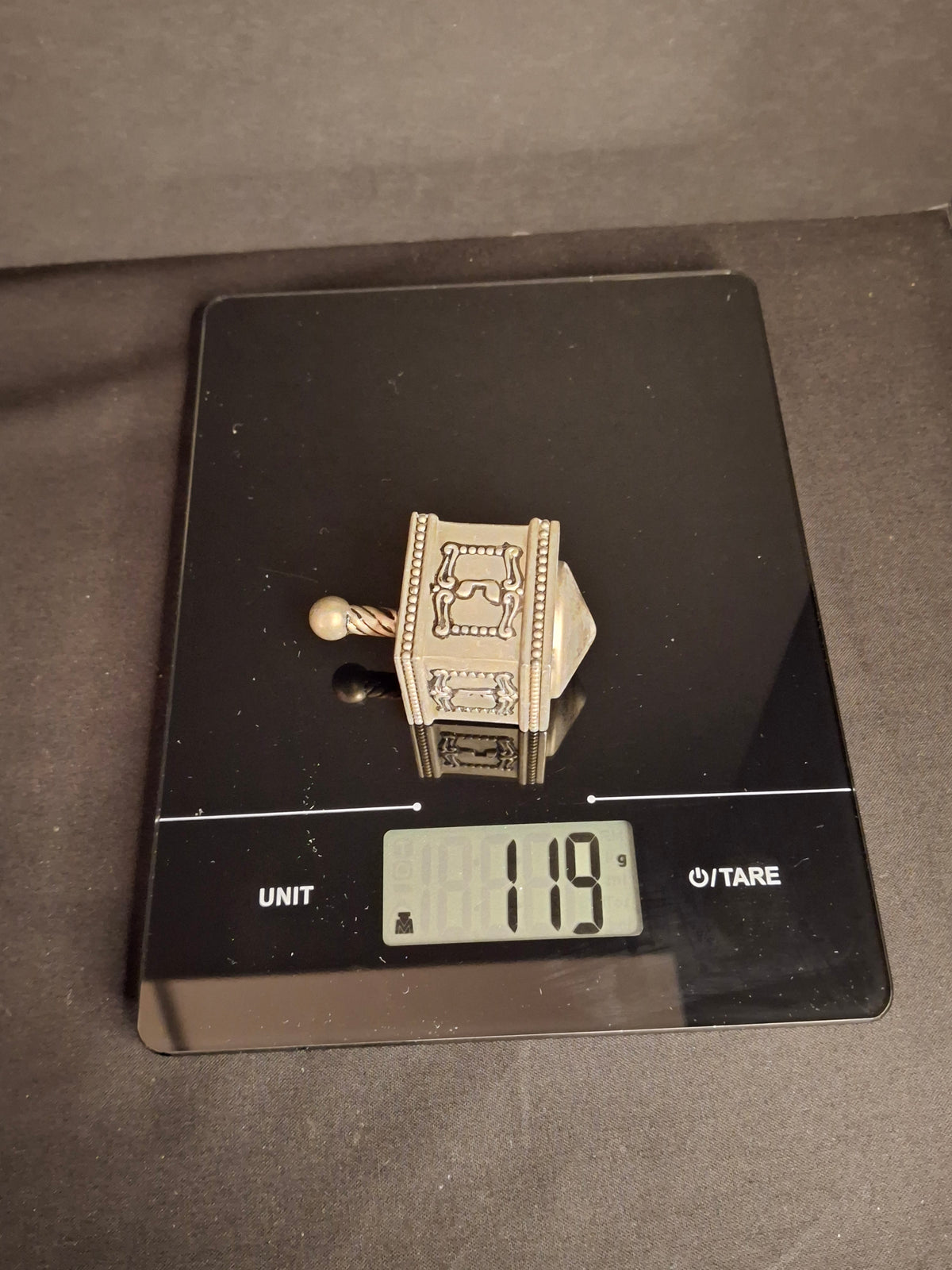 Vintage Heavy Cast Metal Silver Plated Dreidel Sevivon Judaica Hanukkah Spin Top
