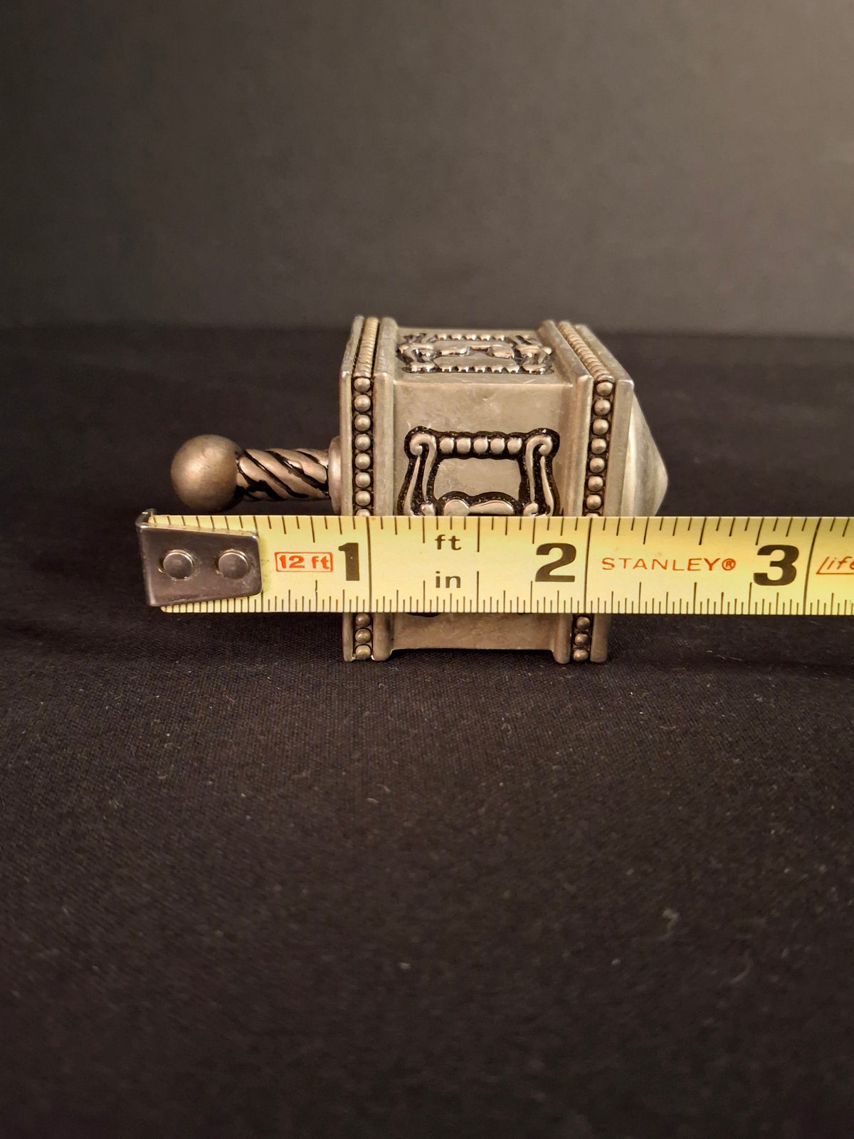 Vintage Heavy Cast Metal Silver Plated Dreidel Sevivon Judaica Hanukkah Spin Top