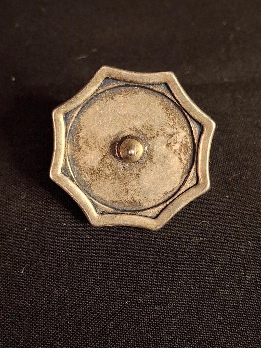 Vintage Silver Plated Metal Flat Top Dreidel Sevivon Octagonal Judaica Hanukkah