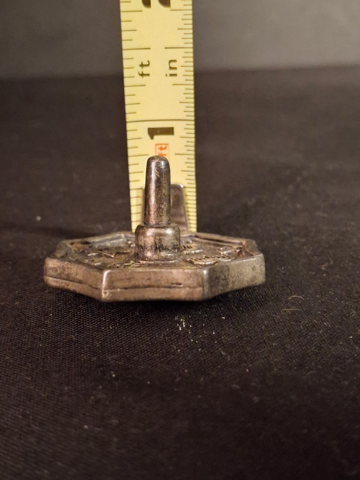 Vintage Silver Plated Metal Flat Top Dreidel Sevivon Octagonal Judaica Hanukkah