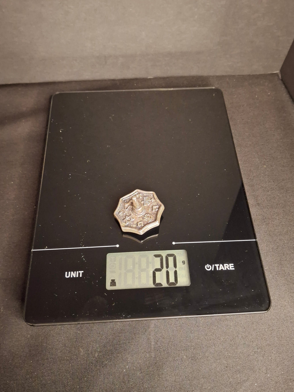 Vintage Silver Plated Metal Flat Top Dreidel Sevivon Octagonal Judaica Hanukkah
