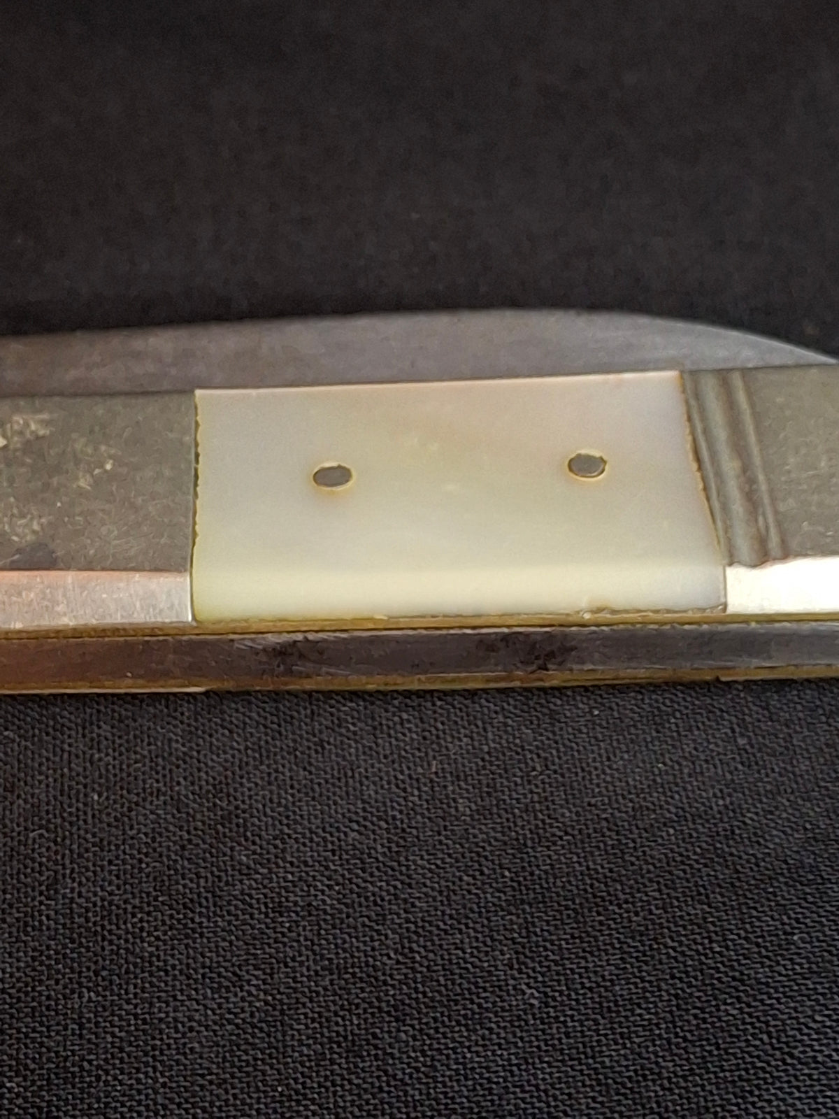 Rare Antique Mother of Pearl Folding Shabbat Challah Knife Karlsbad Judaica Jerusalem Temple Engraved
