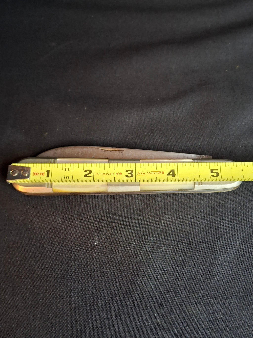 Rare Antique Mother of Pearl Folding Shabbat Challah Knife Karlsbad Judaica Jerusalem Temple Engraved