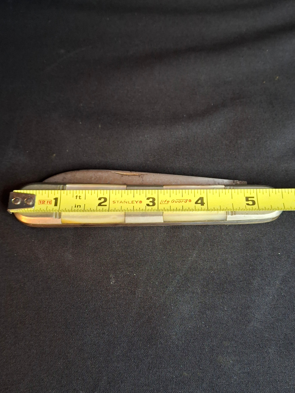 Rare Antique Mother of Pearl Folding Shabbat Challah Knife Karlsbad Judaica Jerusalem Temple Engraved