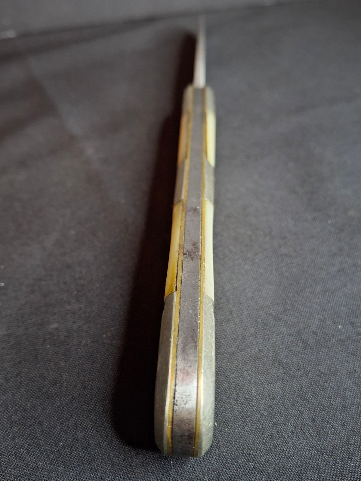 Rare Antique Mother of Pearl Folding Shabbat Challah Knife Karlsbad Judaica Jerusalem Temple Engraved
