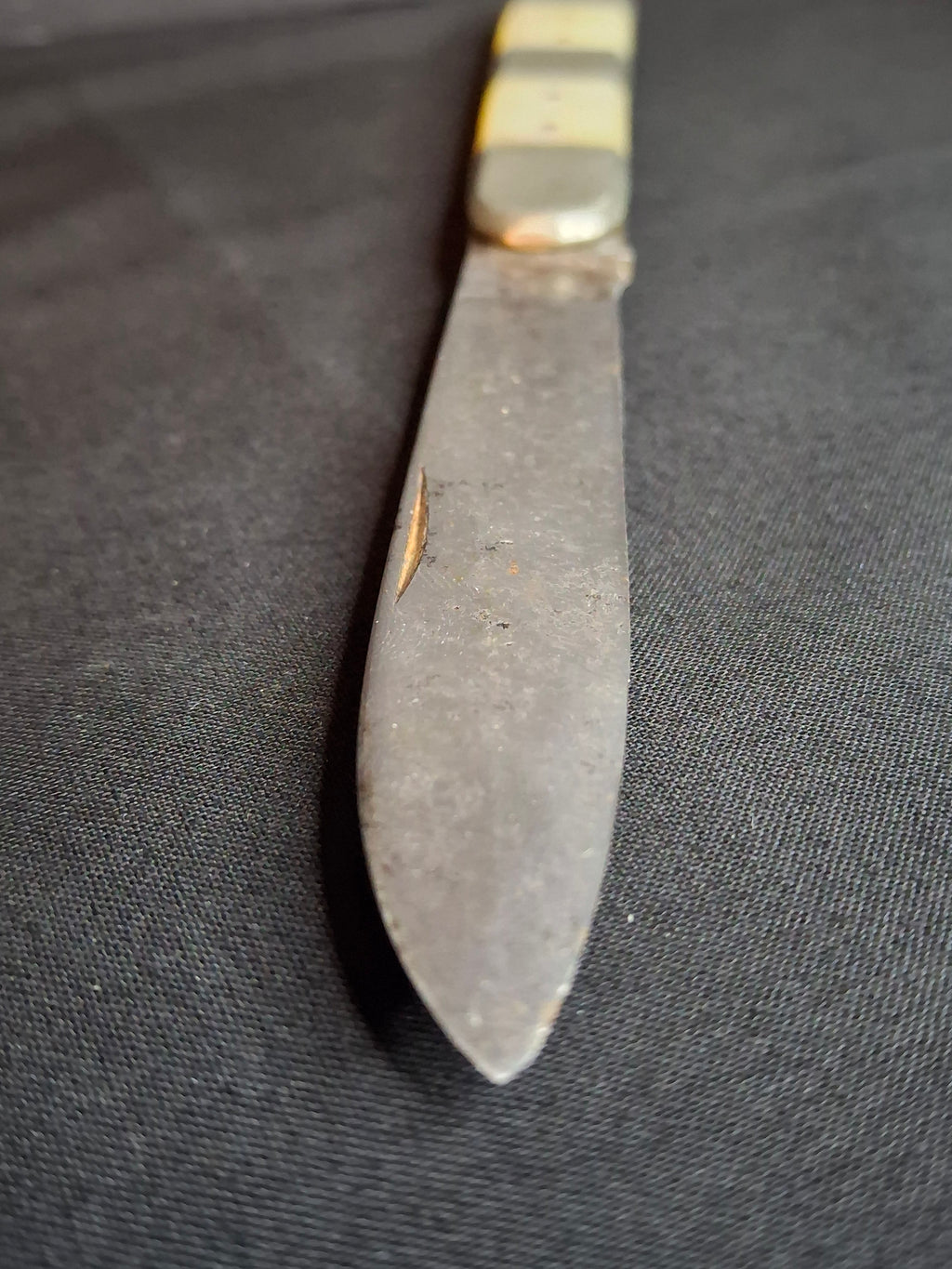 Rare Antique Mother of Pearl Folding Shabbat Challah Knife Karlsbad Judaica Jerusalem Temple Engraved
