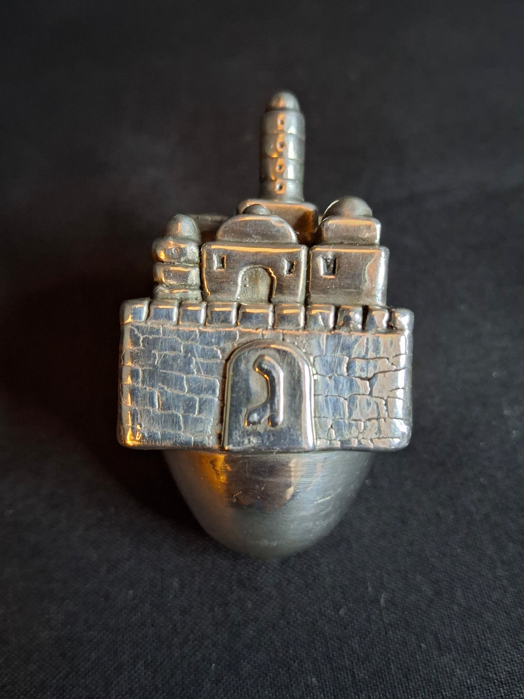 Vintage Sterling Silver 925 Jerusalem Cityscape Dreidel Sevivon Judaica 40g