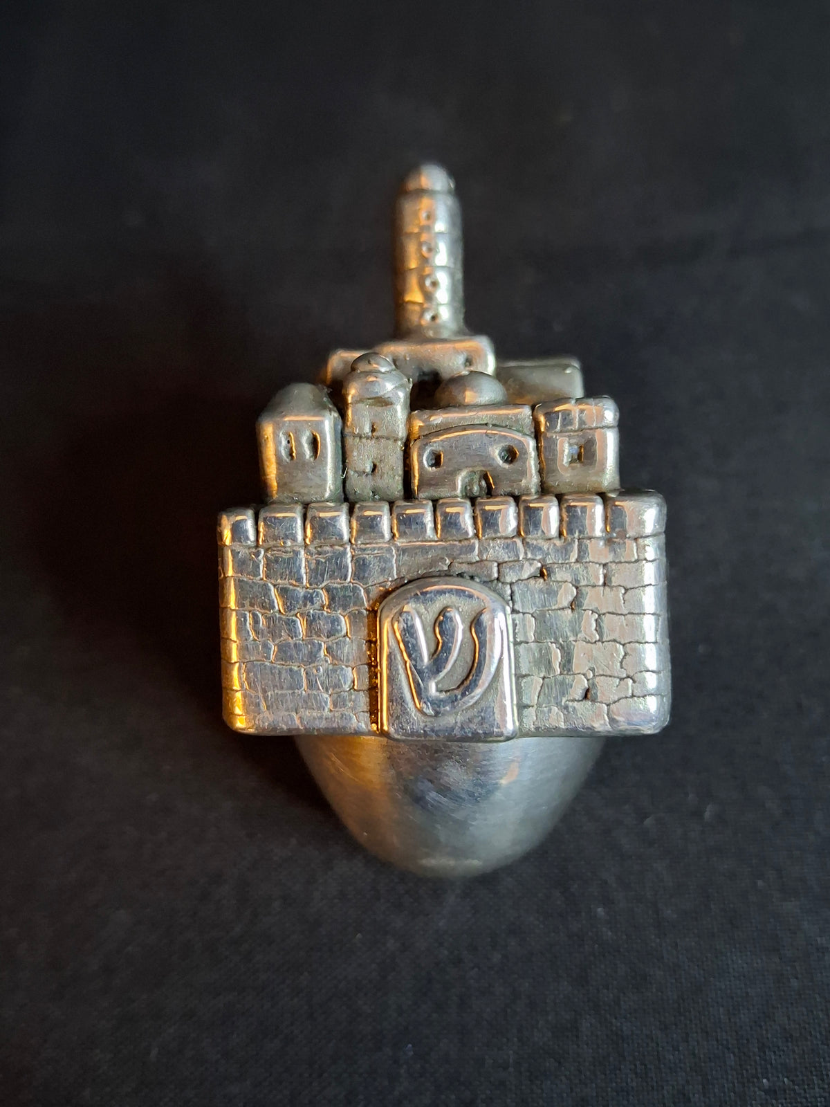 Vintage Sterling Silver 925 Jerusalem Cityscape Dreidel Sevivon Judaica 40g