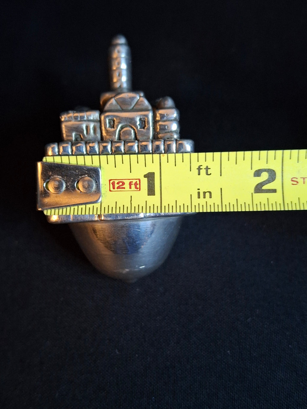 Vintage Sterling Silver 925 Jerusalem Cityscape Dreidel Sevivon Judaica 40g