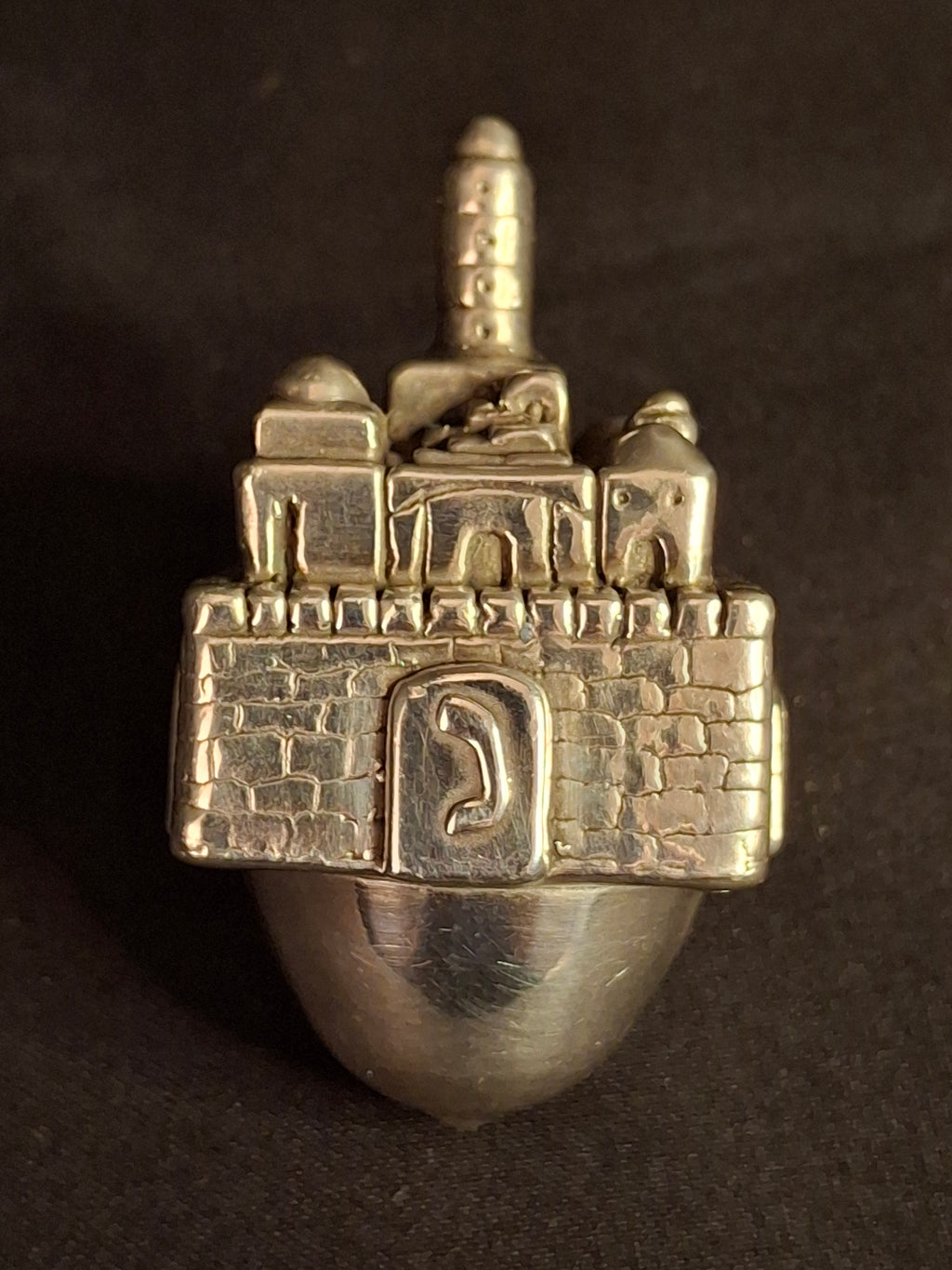 Vintage Sterling Silver 925 Jerusalem Cityscape Dreidel Sevivon Judaica 40g