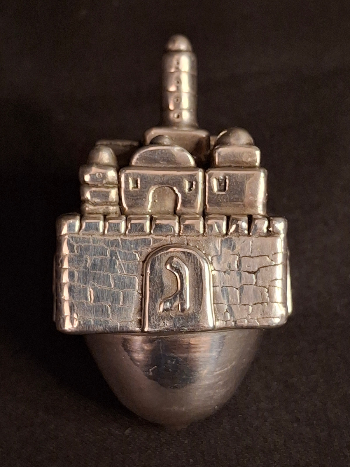 Vintage Sterling Silver 925 Jerusalem Cityscape Dreidel Sevivon Judaica 40g