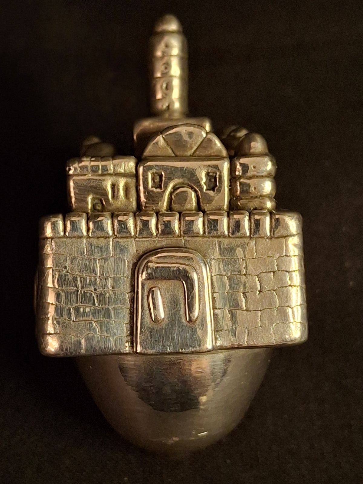 Vintage Sterling Silver 925 Jerusalem Cityscape Dreidel Sevivon Judaica 40g