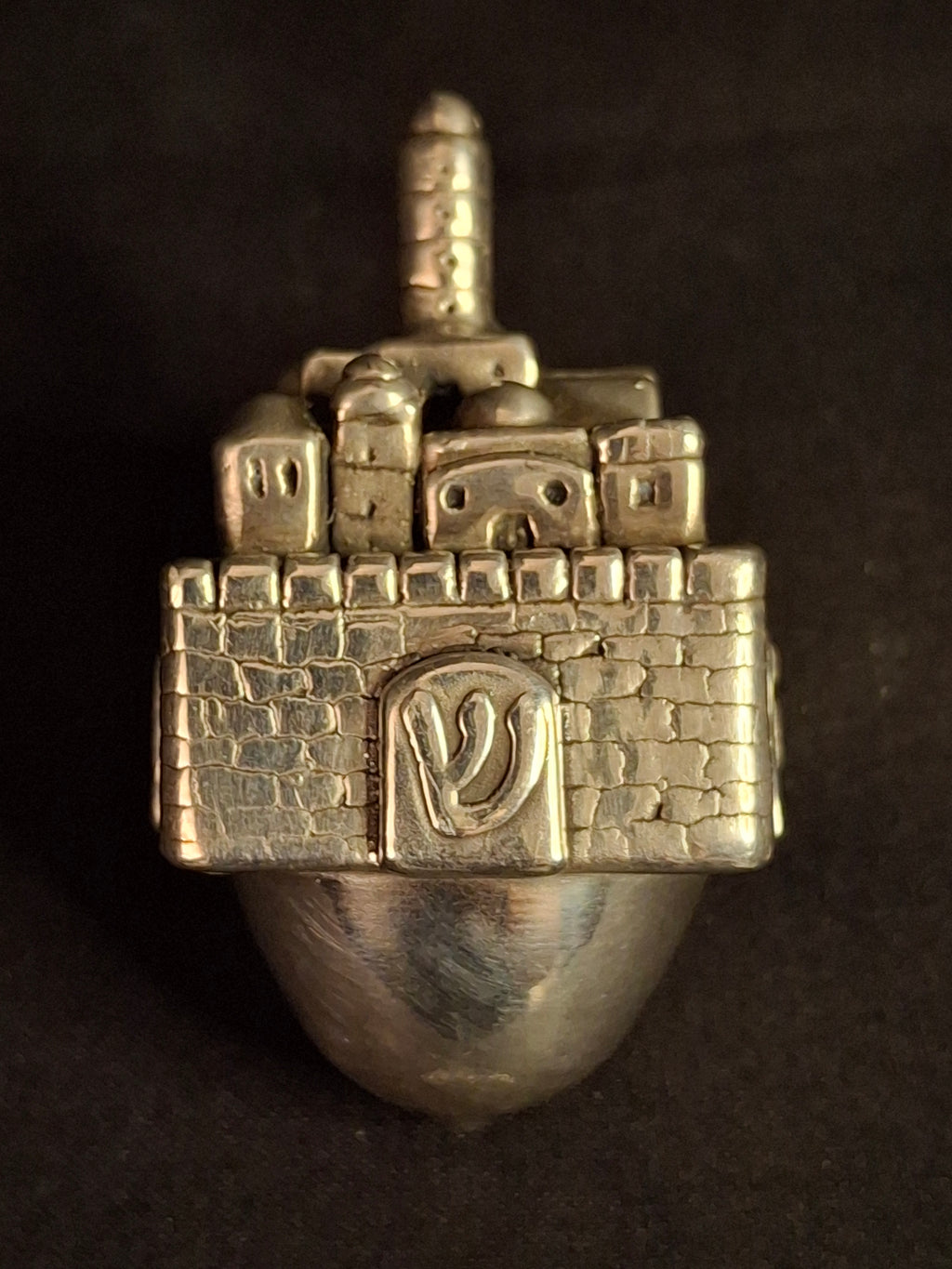 Vintage Sterling Silver 925 Jerusalem Cityscape Dreidel Sevivon Judaica 40g