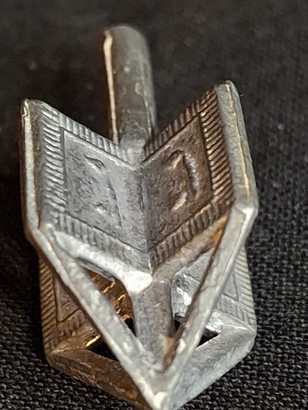 Vintage Pewter Dreidel Sevivon Star of David Openwork Lattice Metal Hanukkah Toy