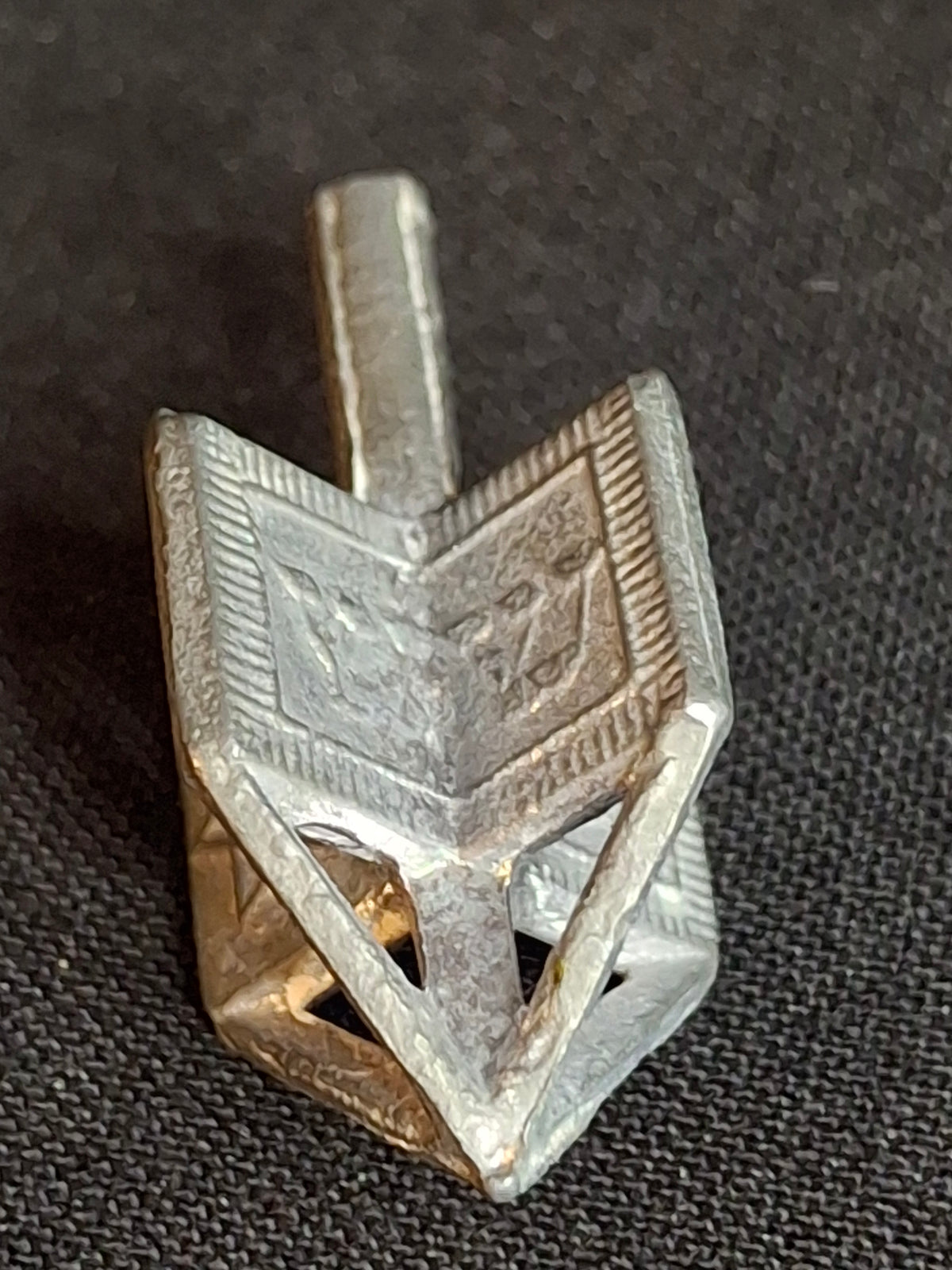 Vintage Pewter Dreidel Sevivon Star of David Openwork Lattice Metal Hanukkah Toy
