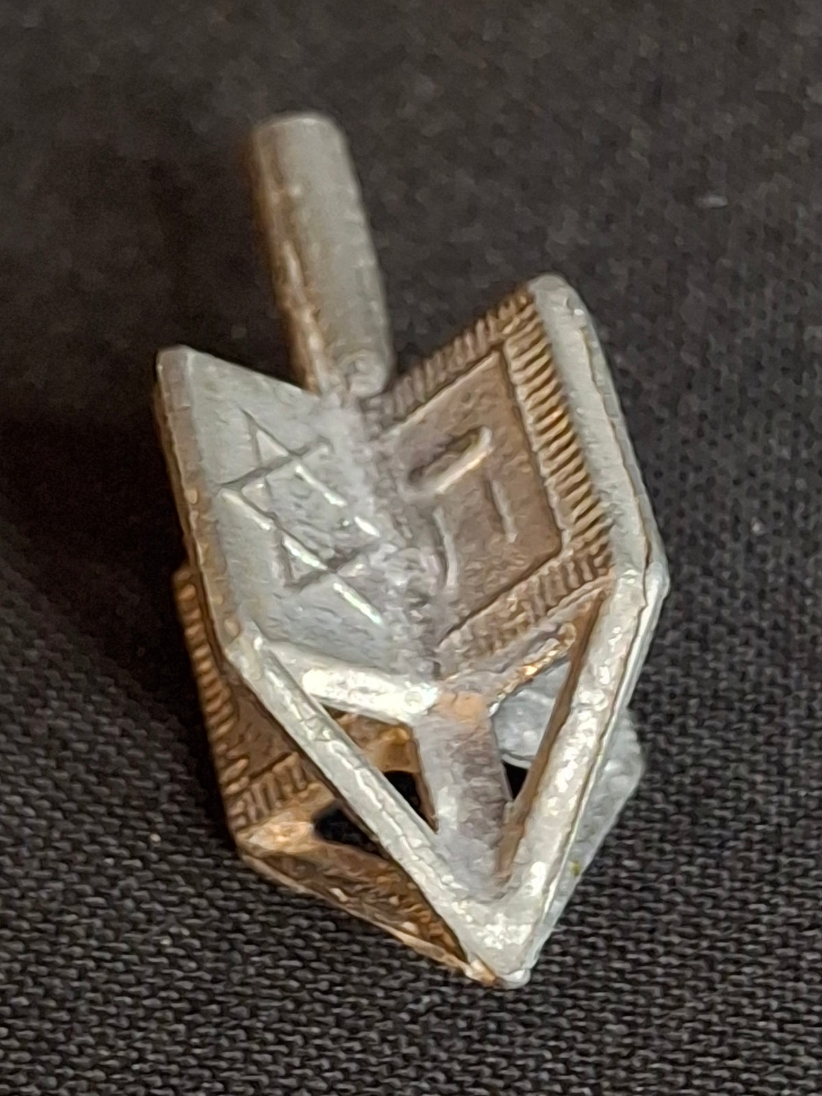 Vintage Pewter Dreidel Sevivon Star of David Openwork Lattice Metal Hanukkah Toy