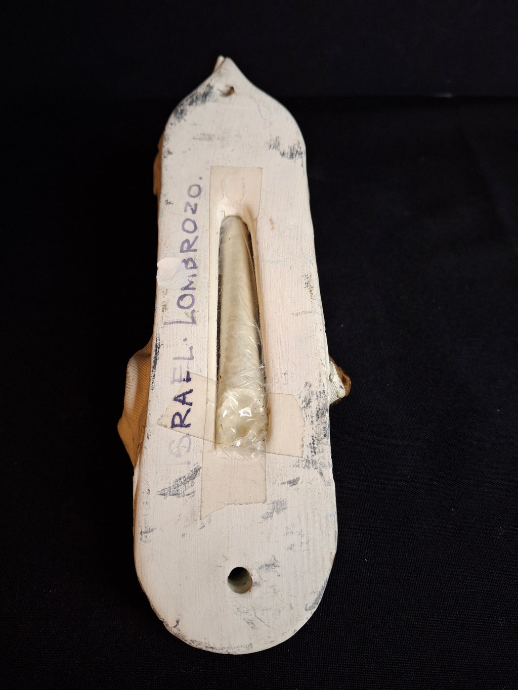 Vintage Israel Lombrozo Studio Ceramic Mezuzah Case Fiddler on Roof Clay Judaica