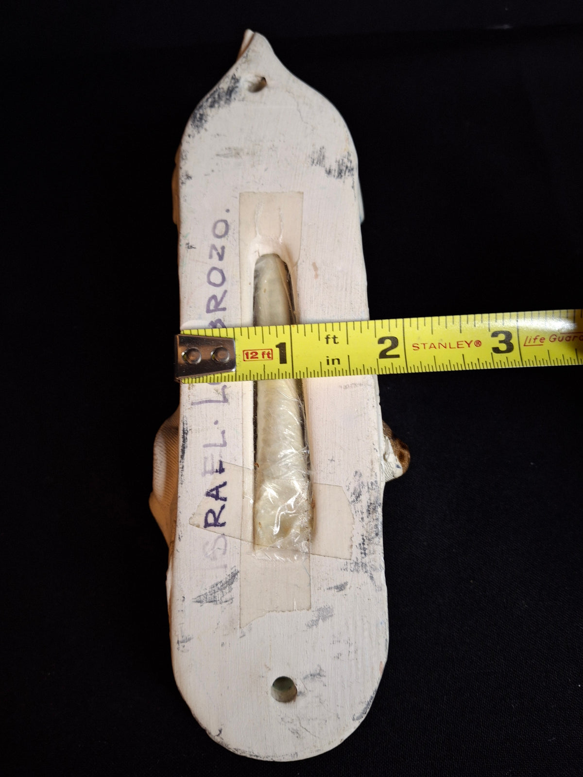 Vintage Israel Lombrozo Studio Ceramic Mezuzah Case Fiddler on Roof Clay Judaica