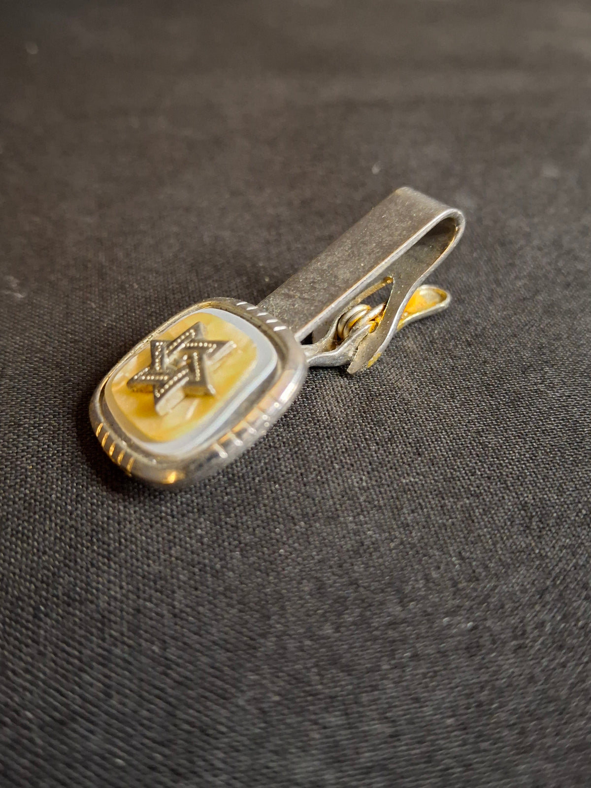 Vintage Mid Century Star of David Tie Clip Mother of Pearl Magen David Tie Bar Judaica