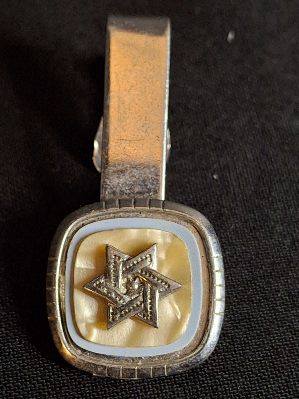 Vintage Mid Century Star of David Tie Clip Mother of Pearl Magen David Tie Bar Judaica