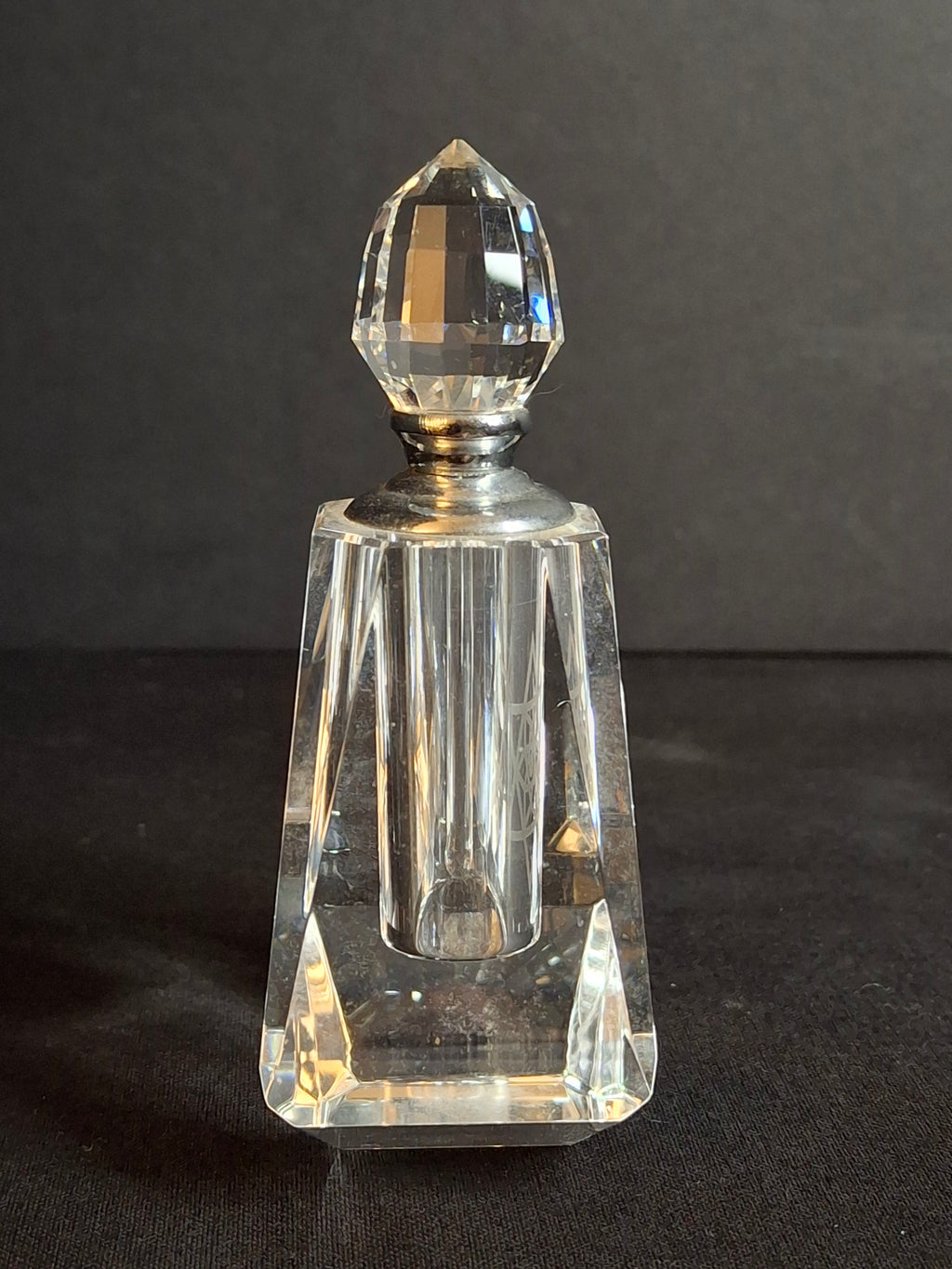 Vintage Faceted Crystal Perfume Bottle Etched Star of David Magen David Dauber