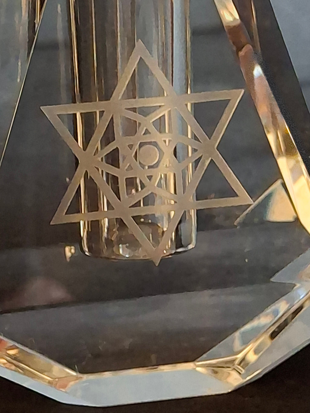 Vintage Faceted Crystal Perfume Bottle Etched Star of David Magen David Dauber