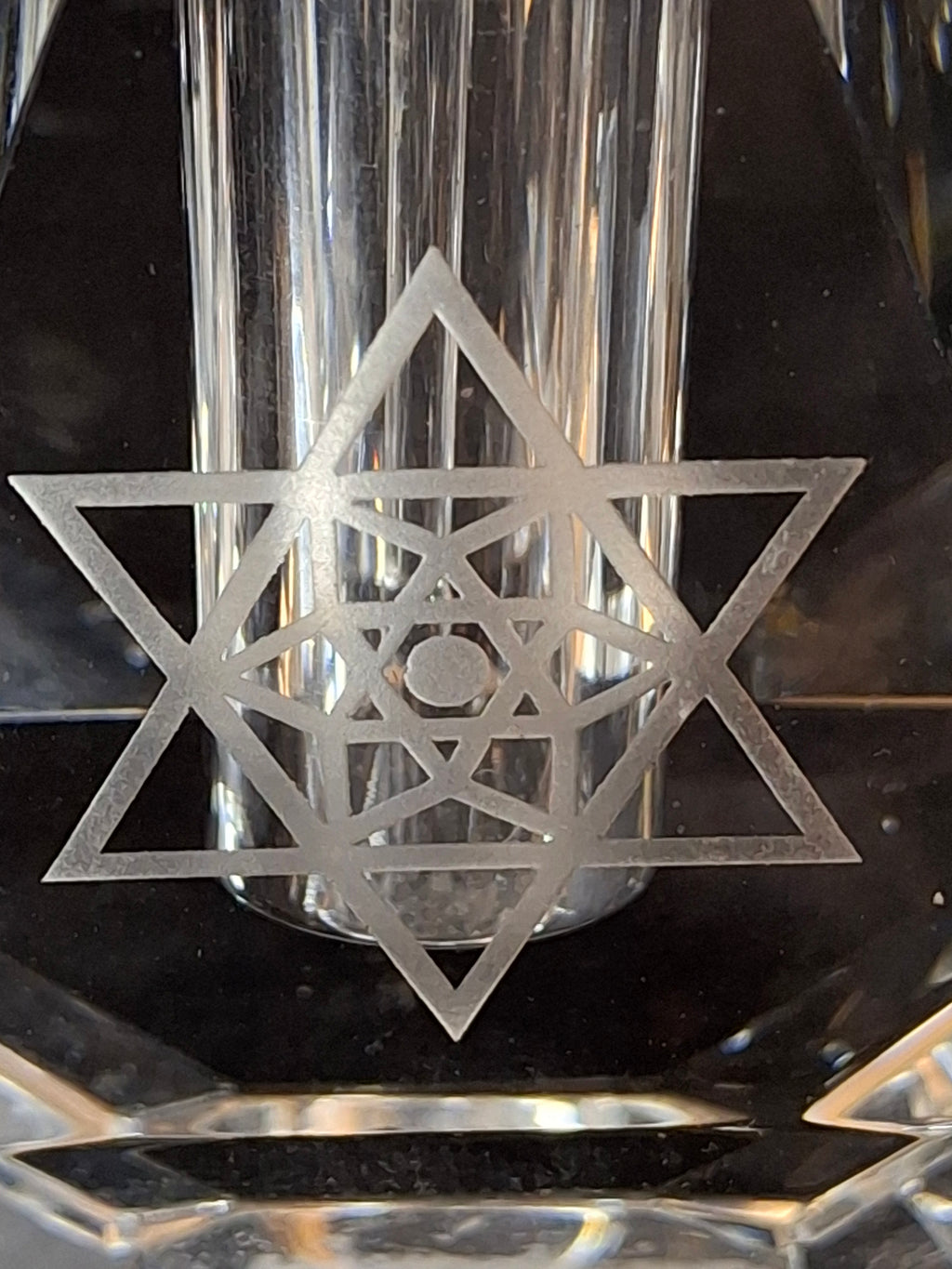 Vintage Faceted Crystal Perfume Bottle Etched Star of David Magen David Dauber
