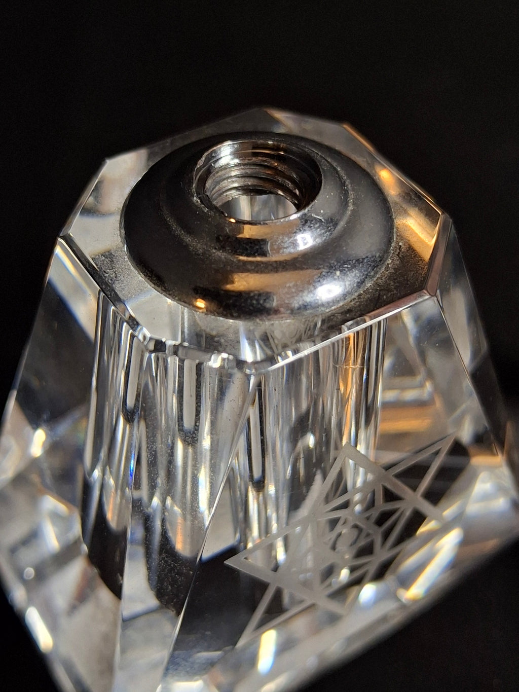 Vintage Faceted Crystal Perfume Bottle Etched Star of David Magen David Dauber