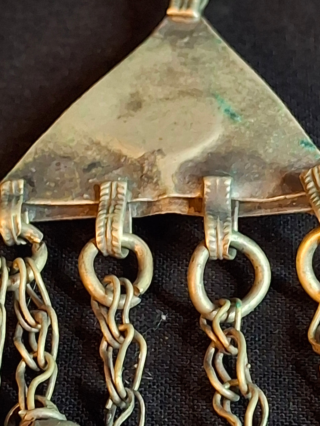 Vintage Sephardic Mizrahi Jewish Silver Amulet Pendant Glass Cabochons Dangles Yemen