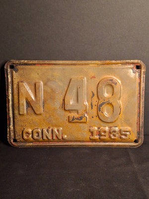 Vintage 1935 Connecticut License Plate N-48 - Original Patina CT Automobilia