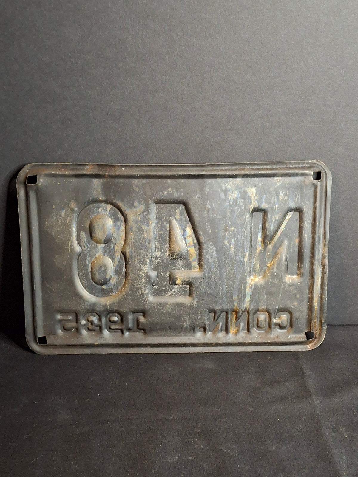 Vintage 1935 Connecticut License Plate N-48 - Original Patina CT Automobilia