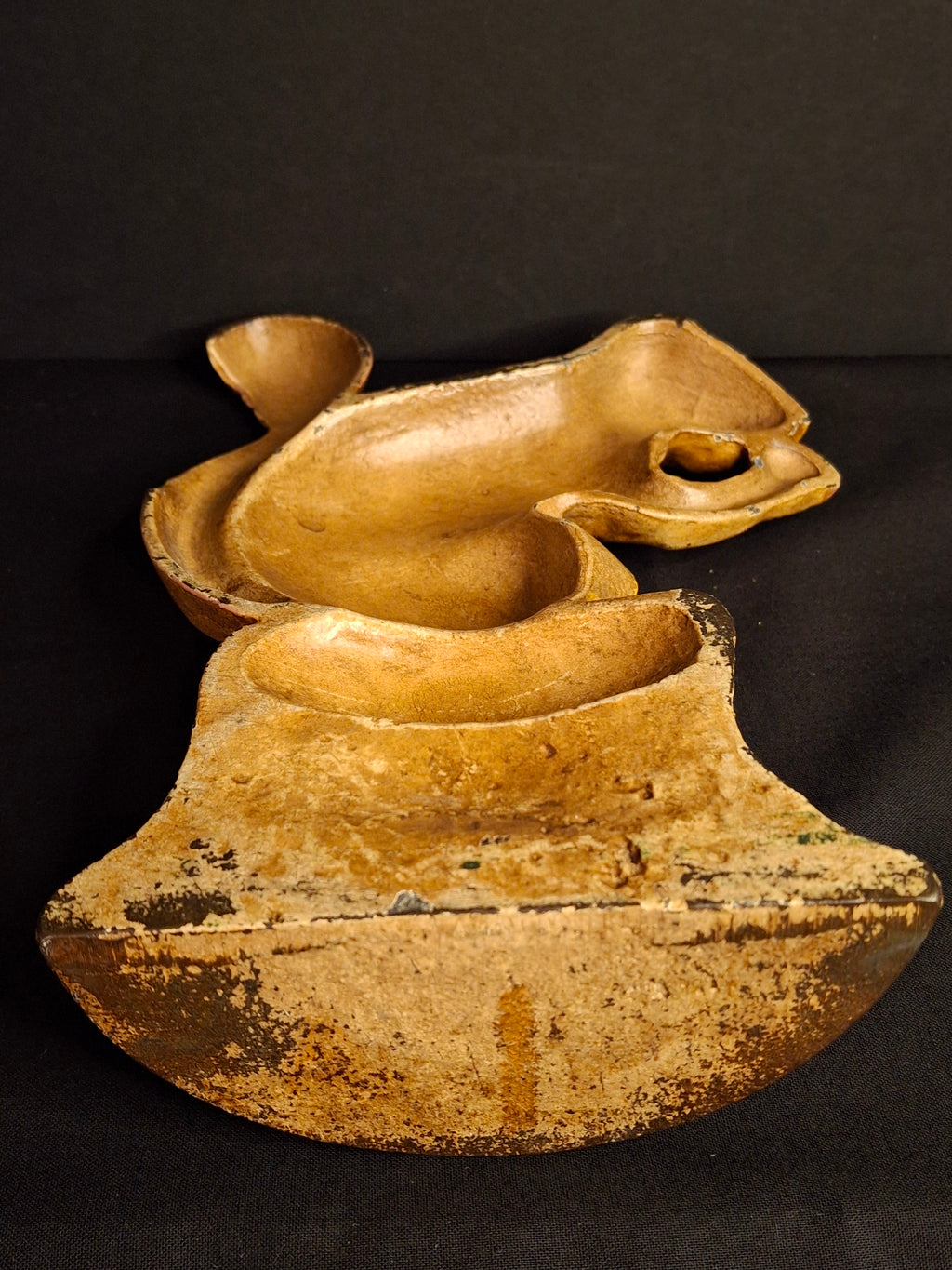 Antique Cast Iron Squirrel on Stump Doorstop C. 1920s Original Paint Hubley B&H Era