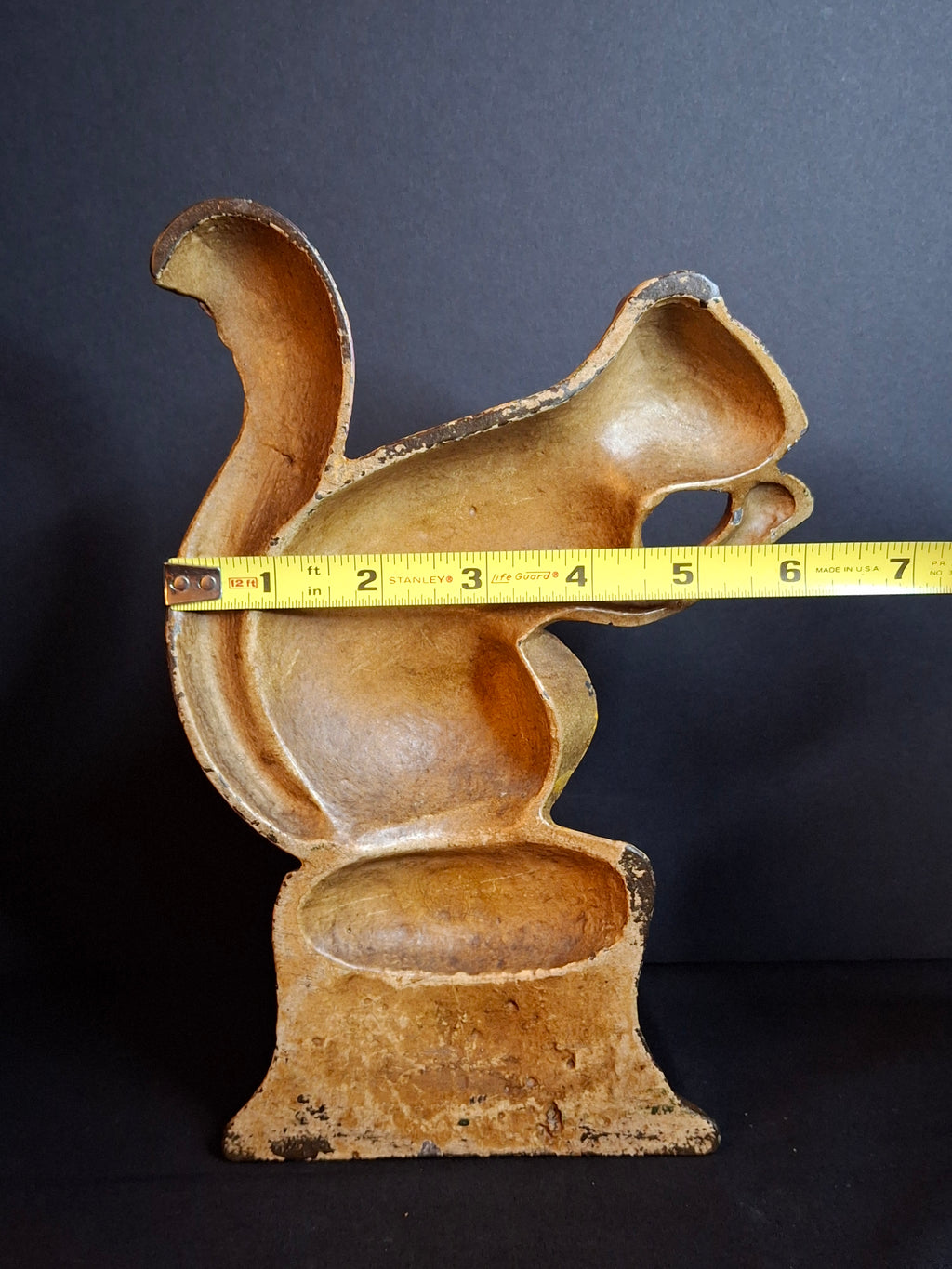Antique Cast Iron Squirrel on Stump Doorstop C. 1920s Original Paint Hubley B&H Era