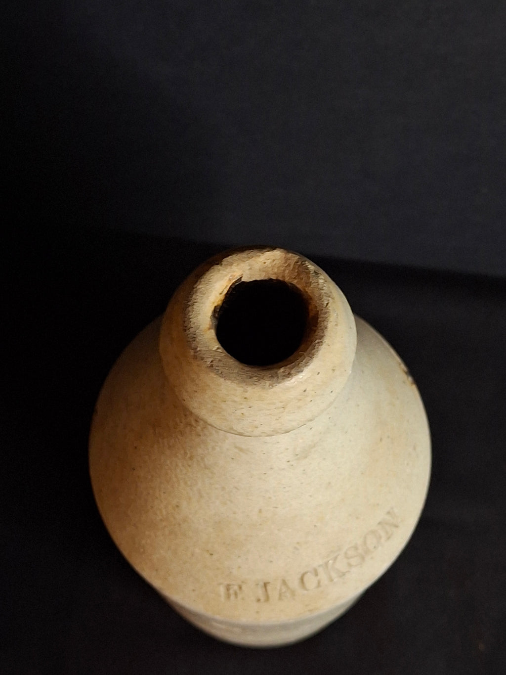 Antique Salt Glaze Stoneware Beer Ale Bottle E. Jackson Stamped 19th Century Pottery