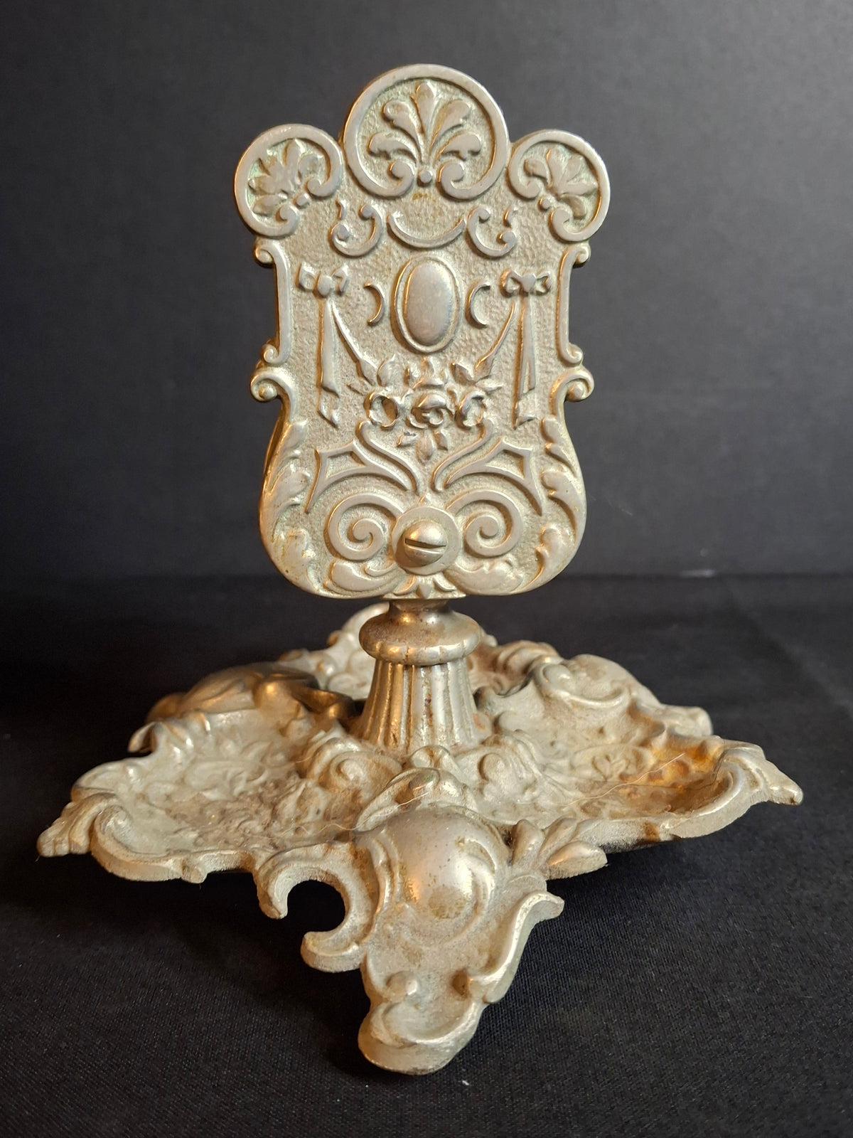 Antique Bradley Hubbard B&H Cast Iron Match Holder Ashtray Stand Ornate 2041