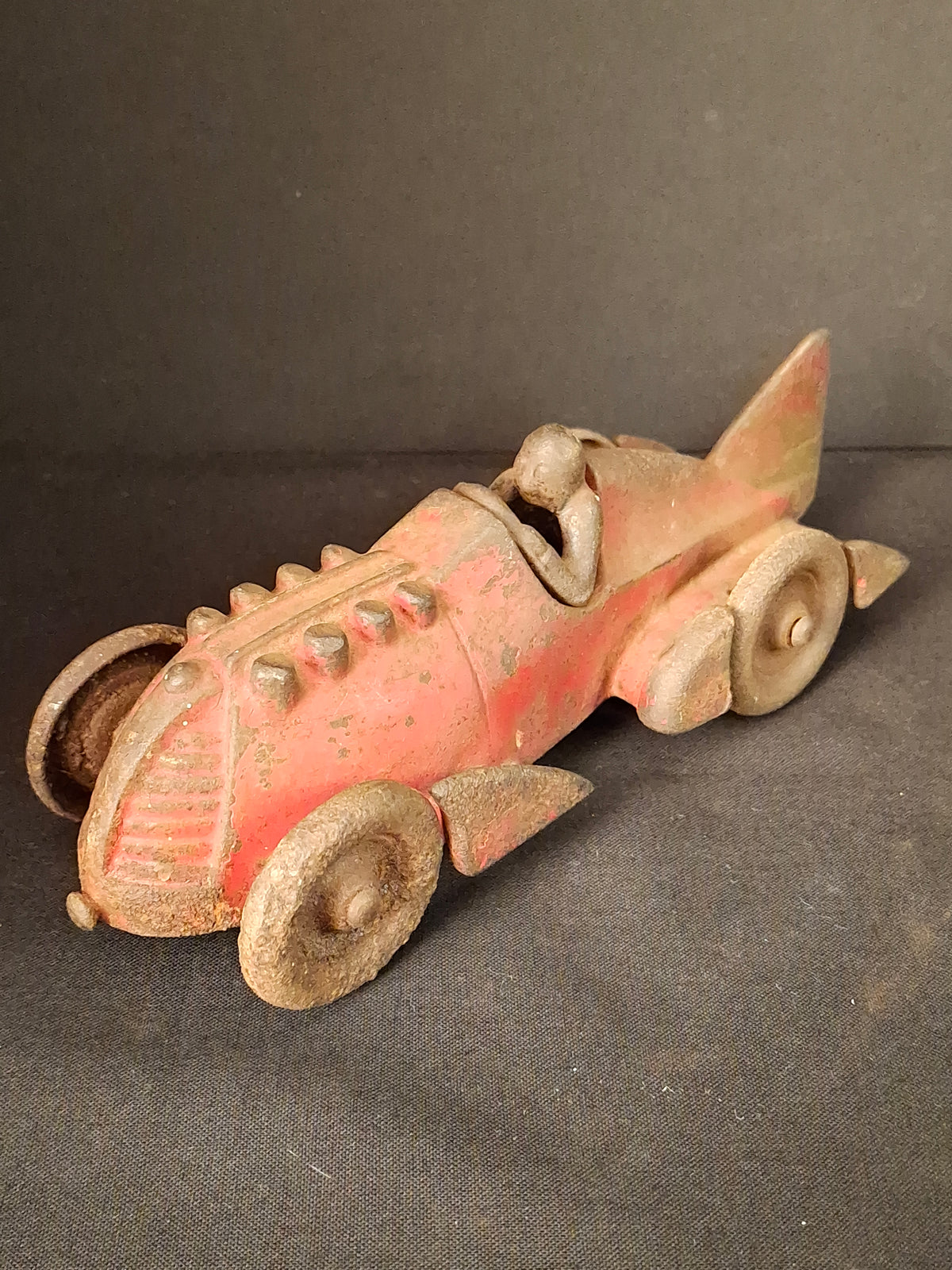 Antique Hubley Cast Iron Red Streamline Racer Car #1877 Land Speed Toy c. 1930