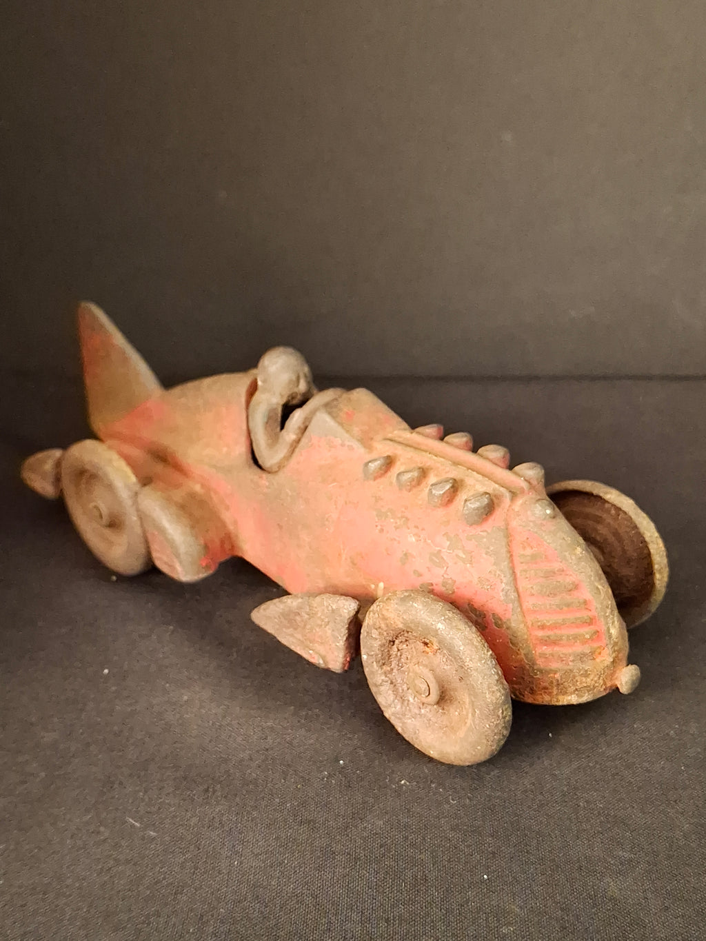 Antique Hubley Cast Iron Red Streamline Racer Car #1877 Land Speed Toy c. 1930