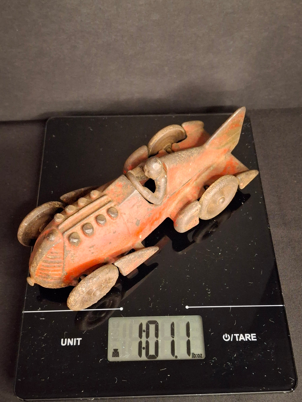 Antique Hubley Cast Iron Red Streamline Racer Car #1877 Land Speed Toy c. 1930
