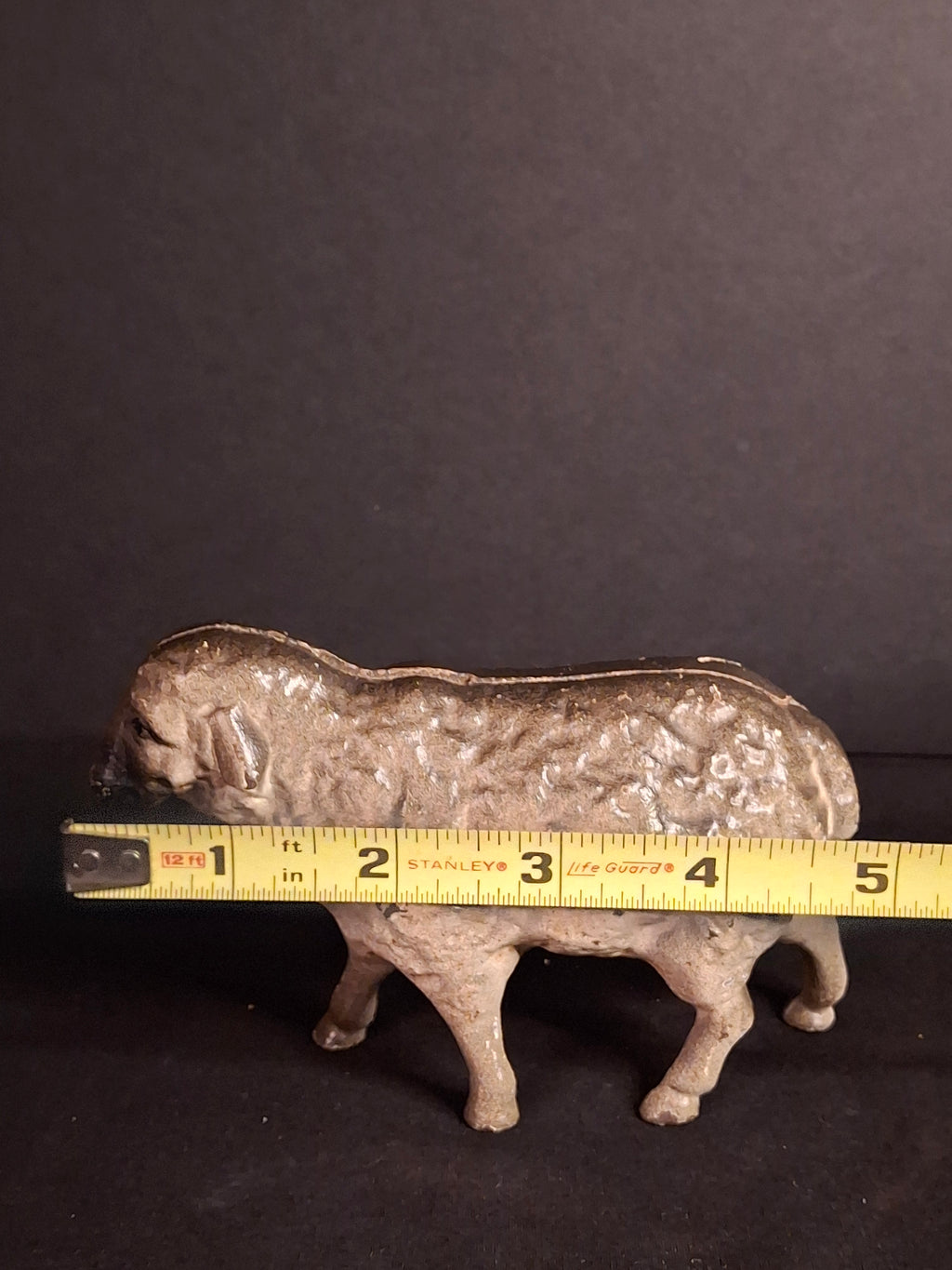 Antique A.C. Williams Cast Iron Standing Sheep Lamb Still Penny Bank Original Paint c. 1910s