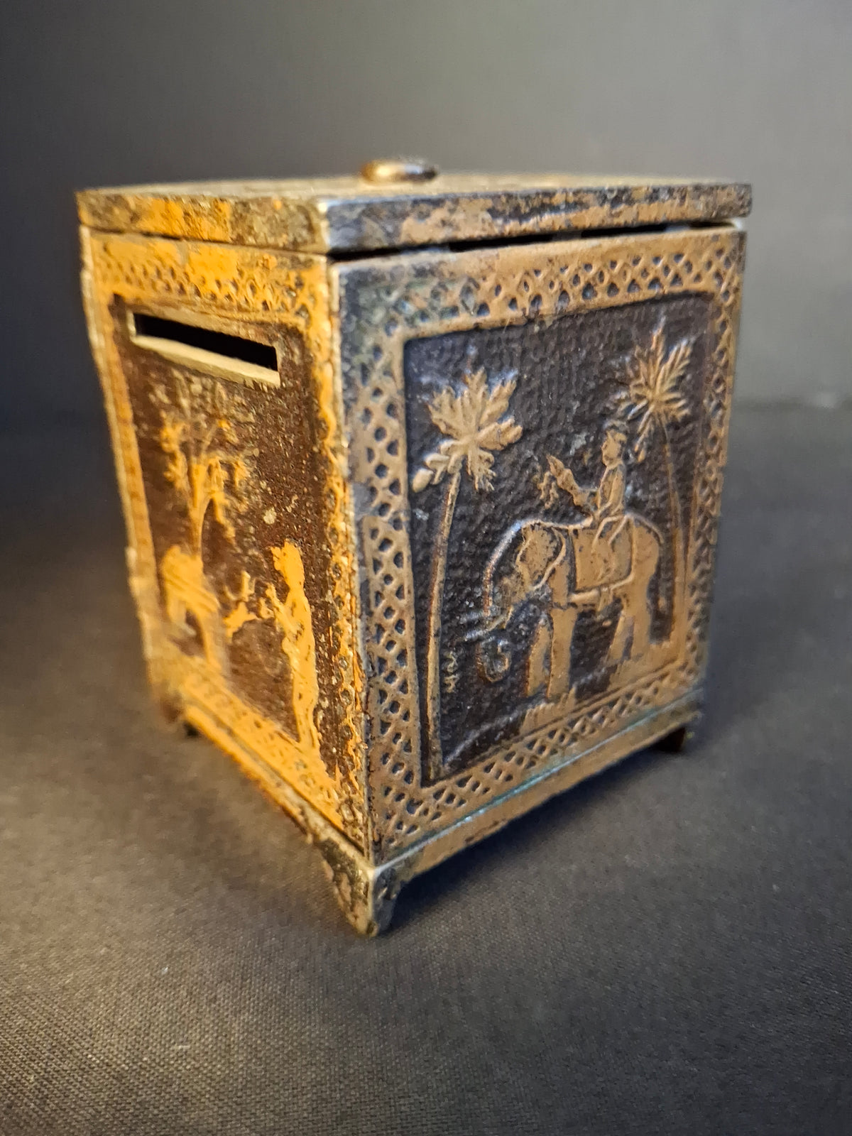 Antique 1882 Kyser & Rex Cast Iron Sport Safe Bank Elephant Giraffe Dog Patented