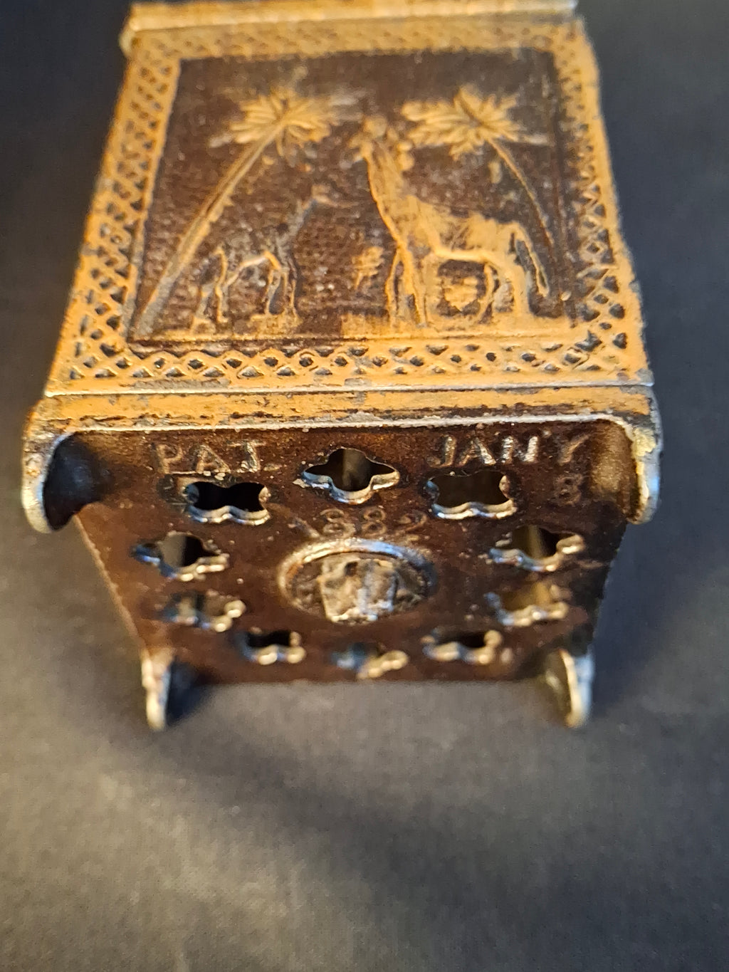 Antique 1882 Kyser & Rex Cast Iron Sport Safe Bank Elephant Giraffe Dog Patented