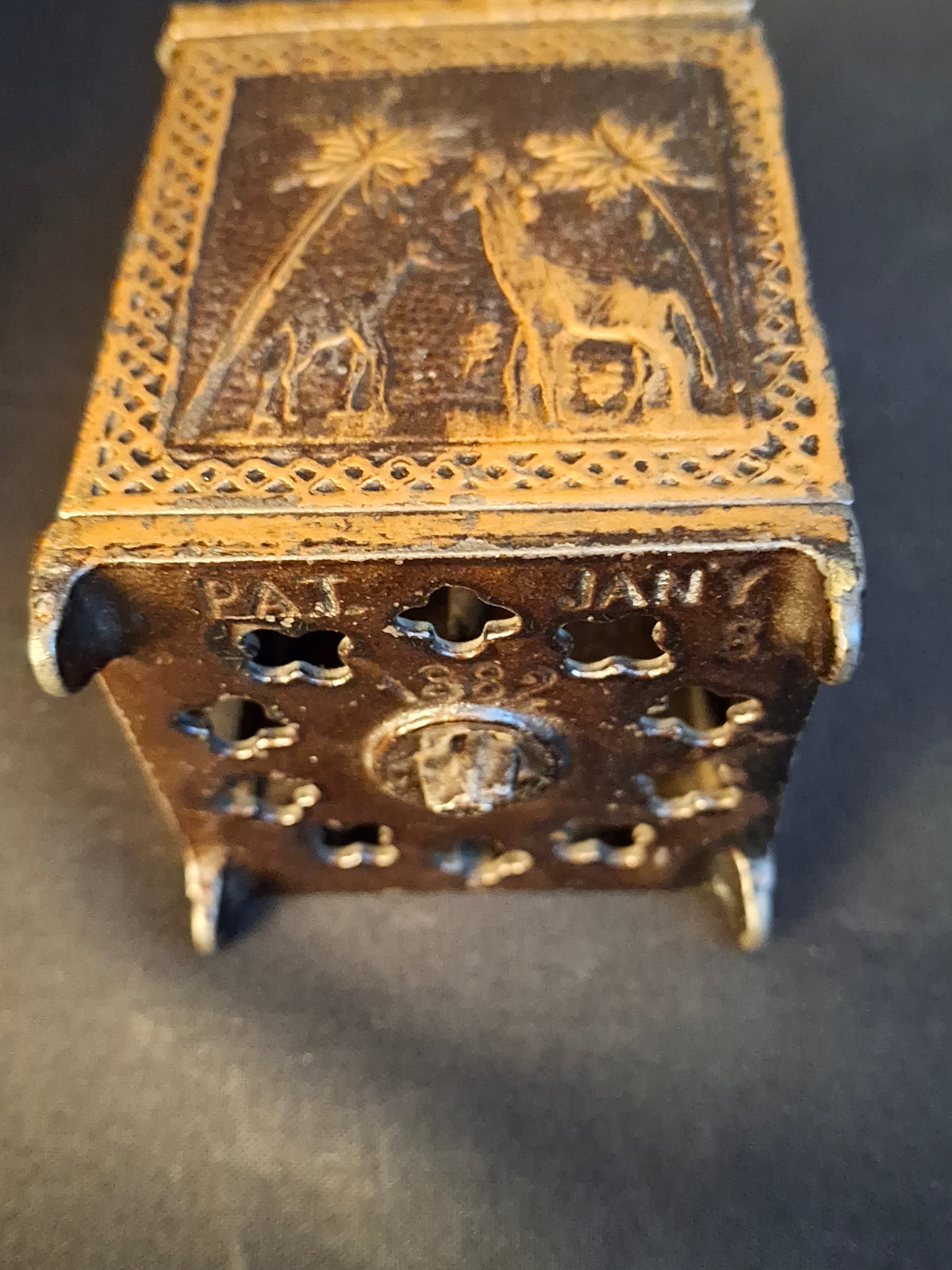 Antique 1882 Kyser & Rex Cast Iron Sport Safe Bank Elephant Giraffe Dog Patented