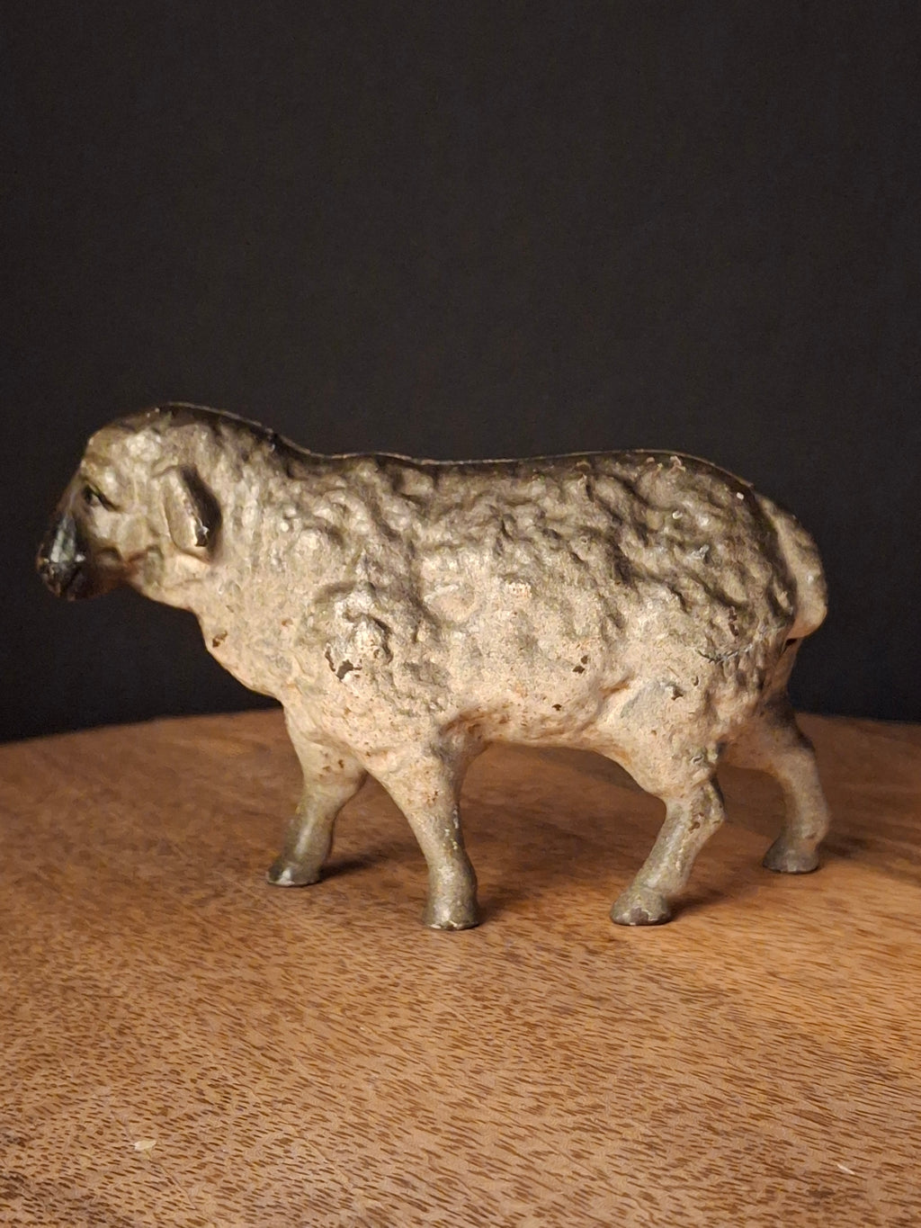 Antique A.C. Williams Cast Iron Standing Sheep Lamb Still Penny Bank Original Paint c. 1910s